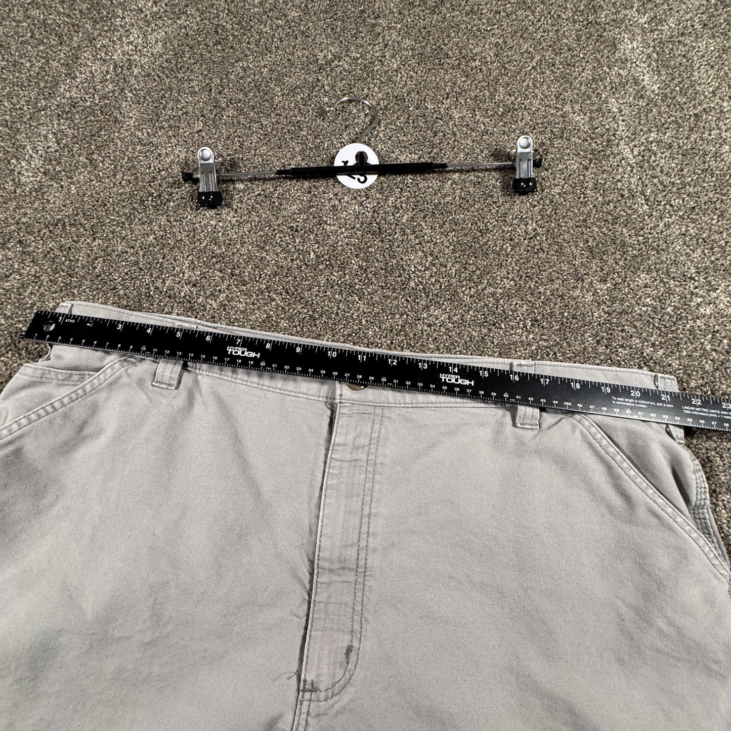 Carhartt Mens Carpenter Work Shorts Size 42 Gray Canvas Cotton Utility Stained