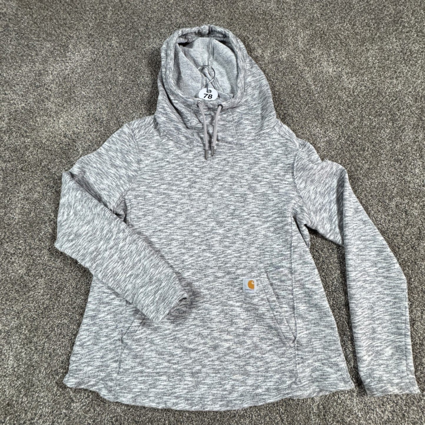 Carhartt Womens Hoodie Sweatshirt M Heather Gray Funnel Neck Pullover Newberry