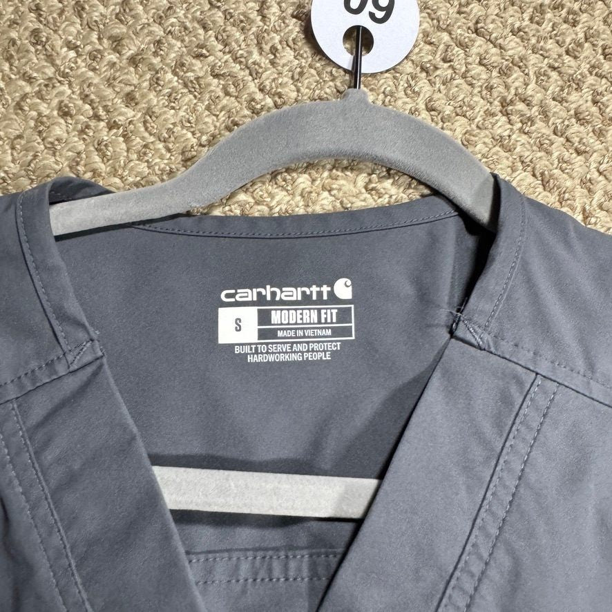 Carhartt Force Mens Scrub Top Small Modern Fit Gray Medical Scrubs