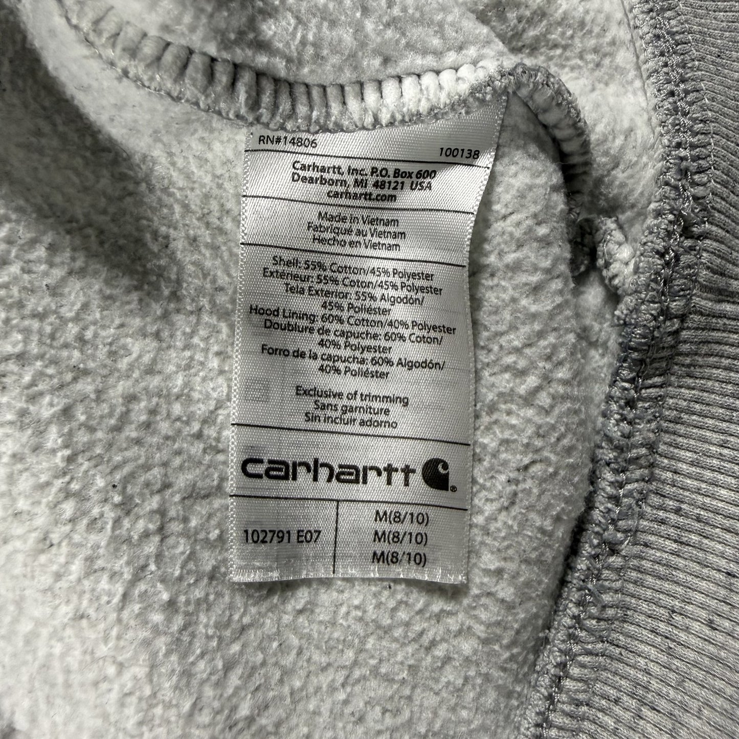 Carhartt Womens Hoodie Pullover M 8-10 Heather Gray Clarksburg Spellout