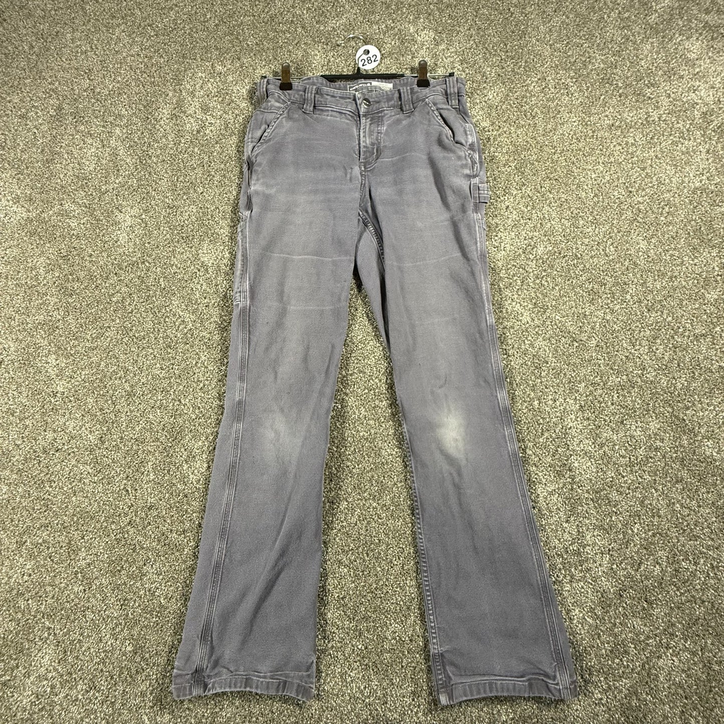Carhartt Womens Loose Fit Work Pants Size 4 Gray Canvas Carpenter Utility