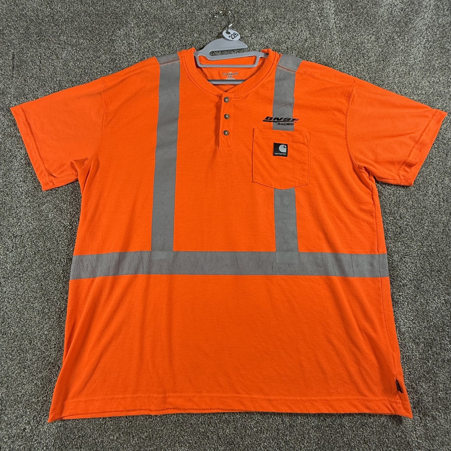 Carhartt Mens Short Sleeve 2XL Orange T Shirt Hi-Vis Reflective BNSF Railway