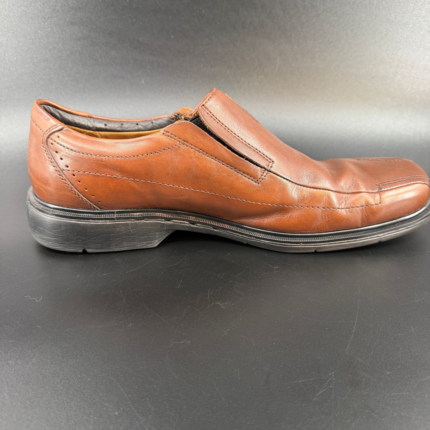 Clarks Mens Unstructured Un Sheridan Square Toe 13W Brown Leather Dress Shoes