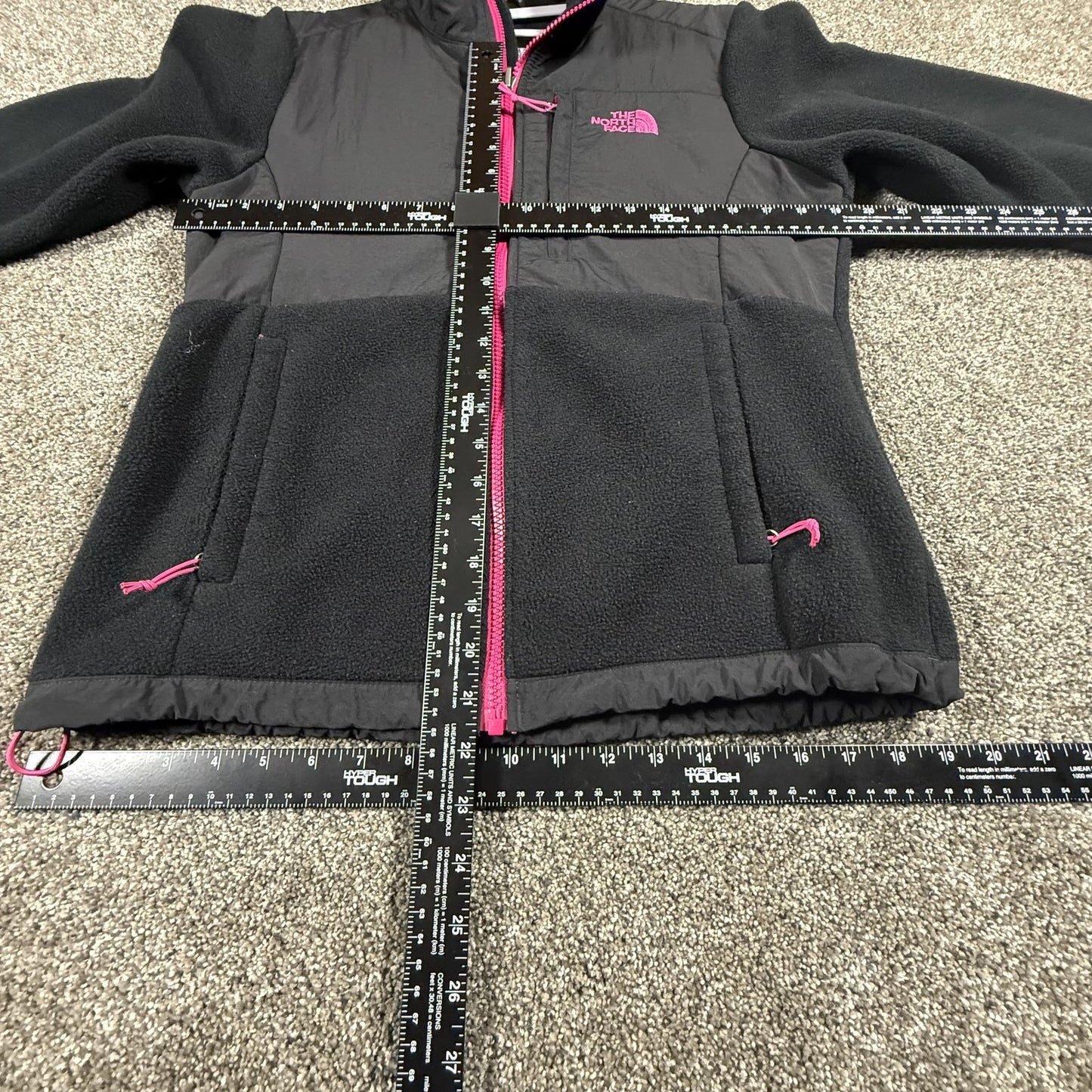 The North Face Womens Denali M Fleece Jacket Black Pink Polartec Full Zip