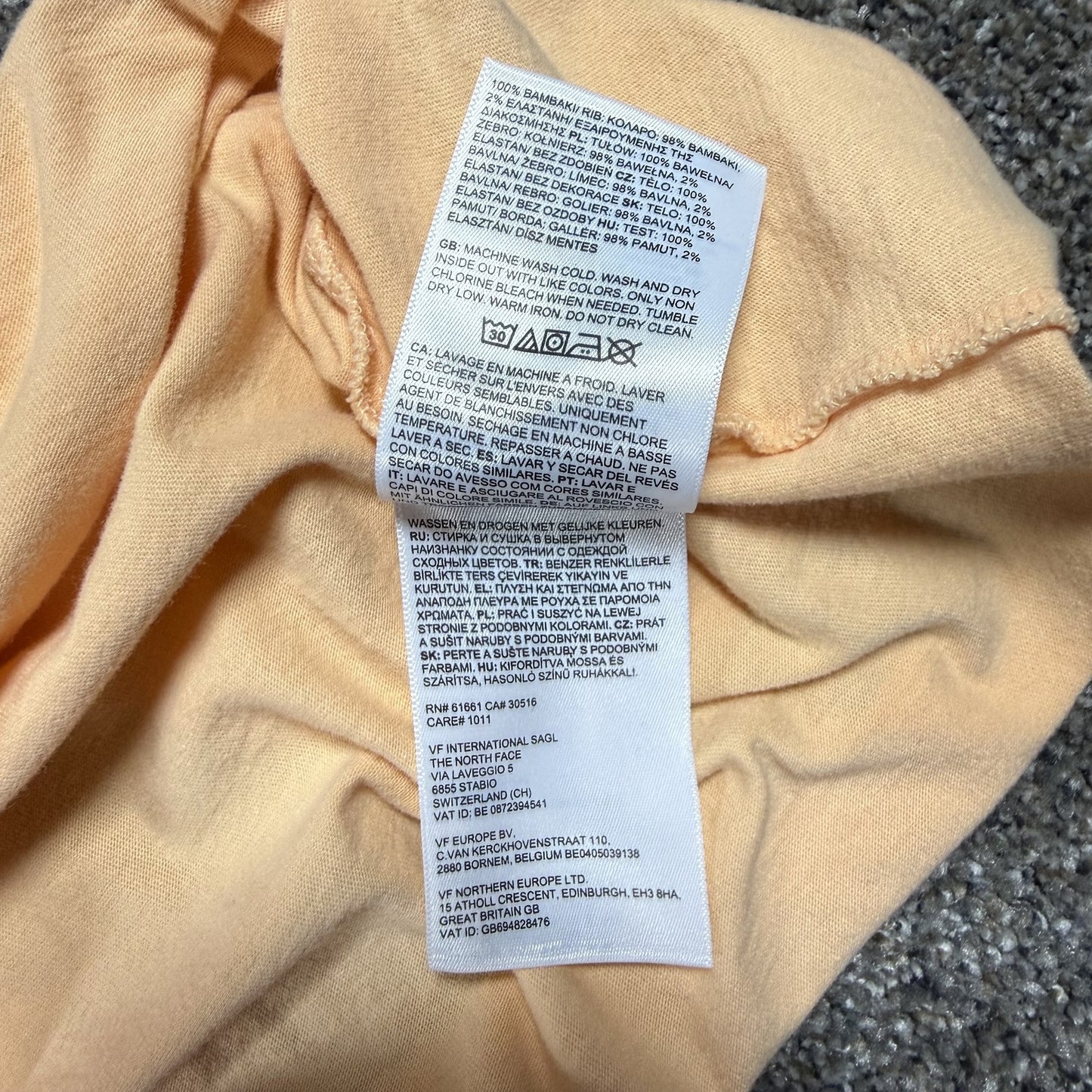 The North Face Womens 1X Peach T Shirt Graphic Logo Short Sleeve Cotton