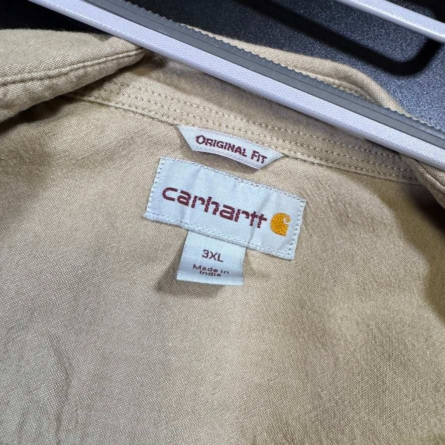 Carhartt Mens Original Fit Work Shirt 3XL Tan Short Sleeve Button Up Cotton