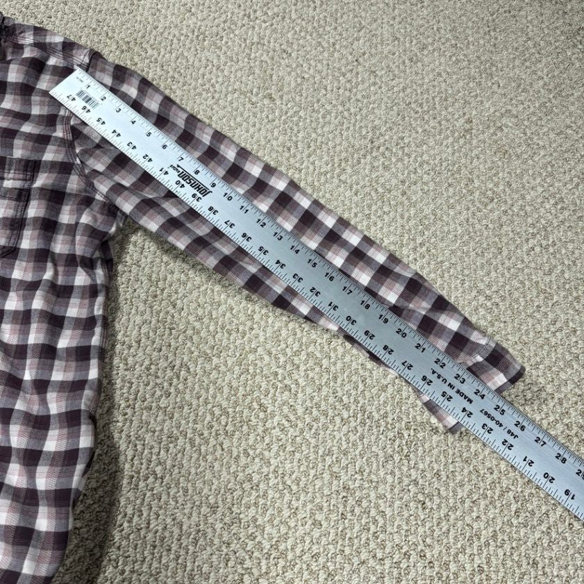 Carhartt Womens Plaid Flannel Shirt Size XXL 20 Purple Burgundy Button Up