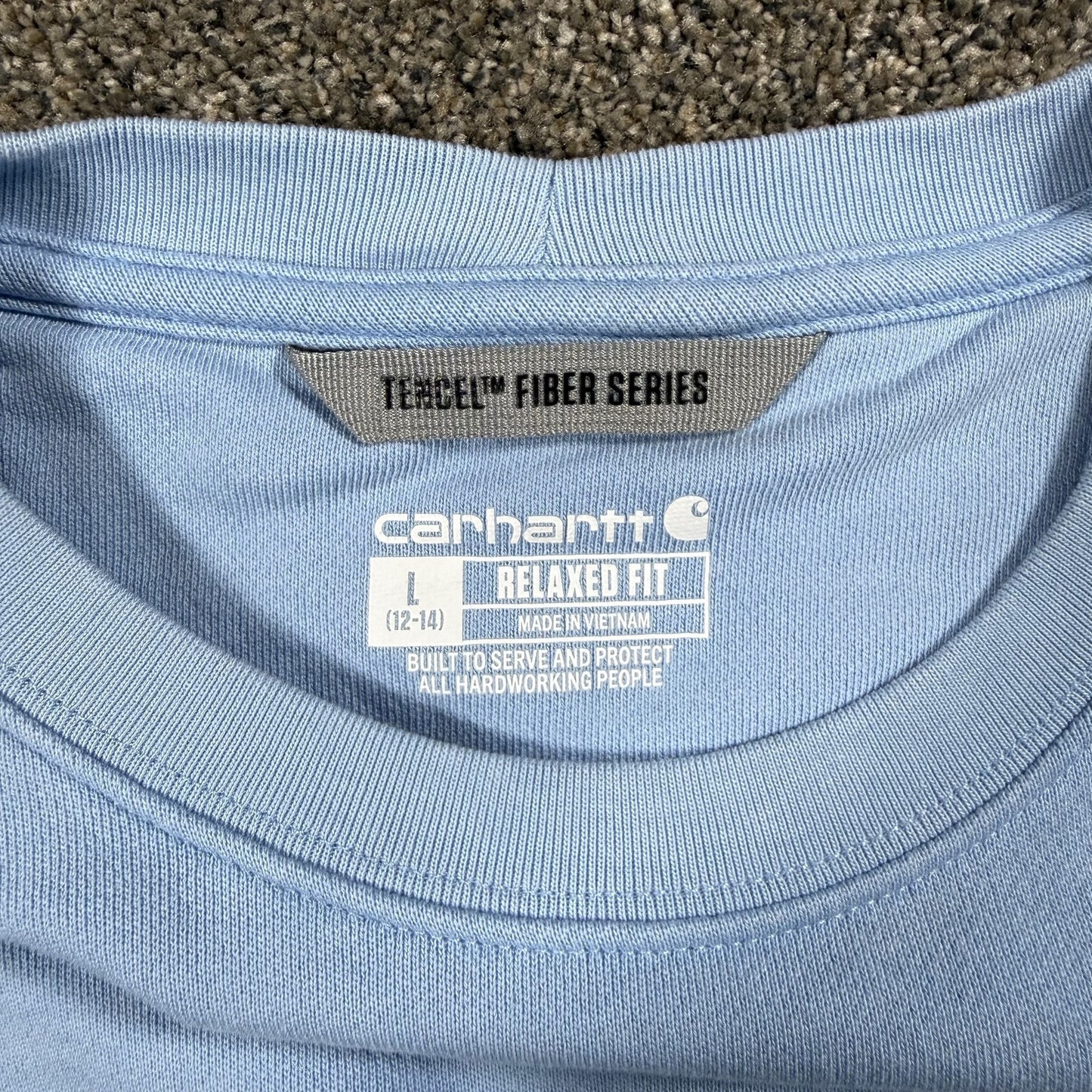 Carhartt Womens Crewneck Sweatshirt L Light Blue Tencel Fiber Relaxed Fit