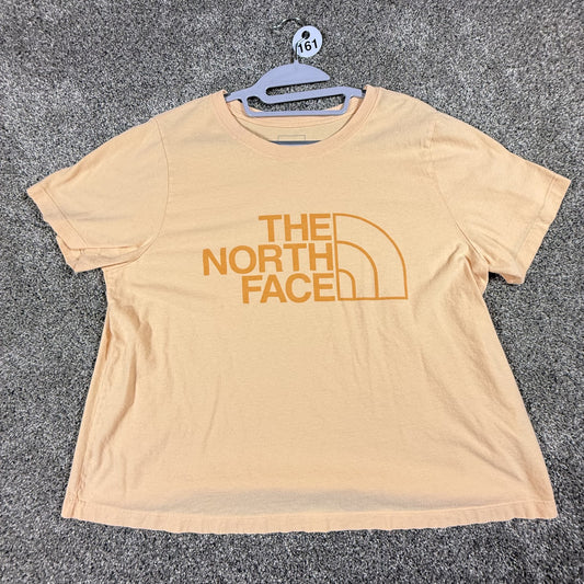 The North Face Womens 1X Peach T Shirt Graphic Logo Short Sleeve Cotton