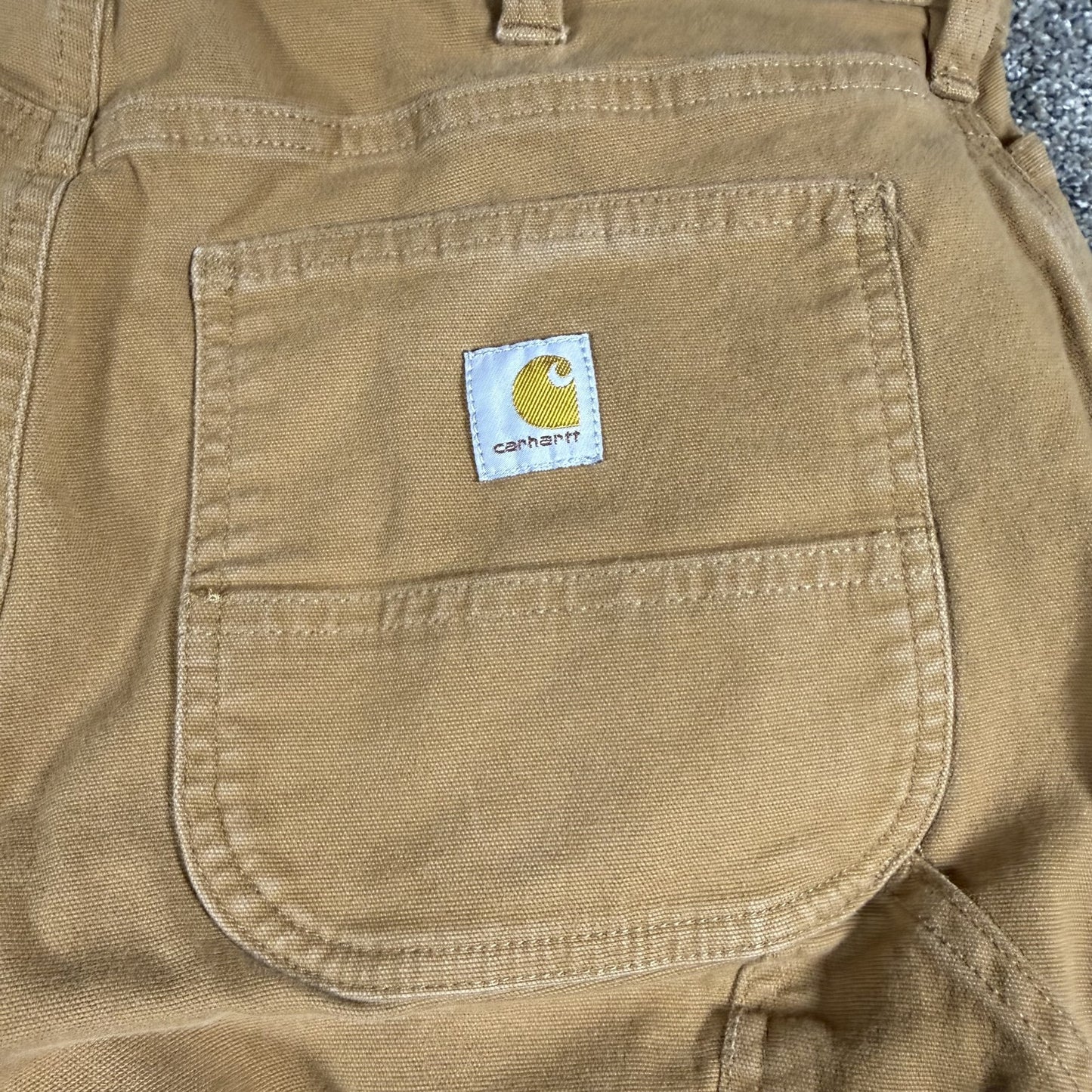 Carhartt Womens Work Pants Size 8 Short Brown Relaxed Fit Carpenter Stained