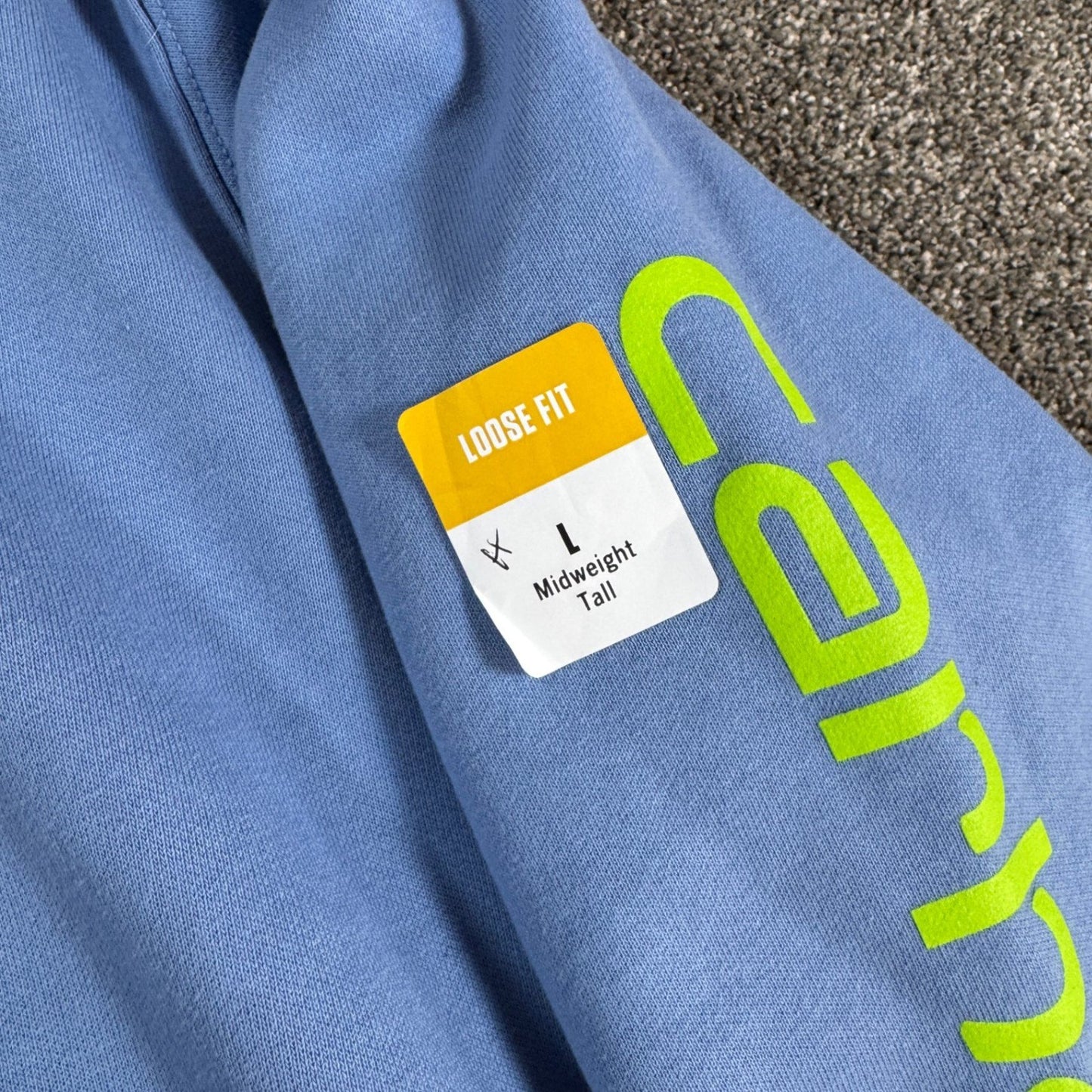 Carhartt Mens Loose Fit Hoodie Sweatshirt L Tall Skystone Blue Spellout