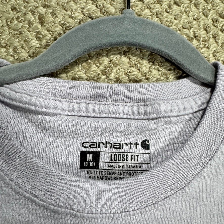 Carhartt Womens Pocket T-Shirt Loose Fit Size M 8-10 Purple Cotton