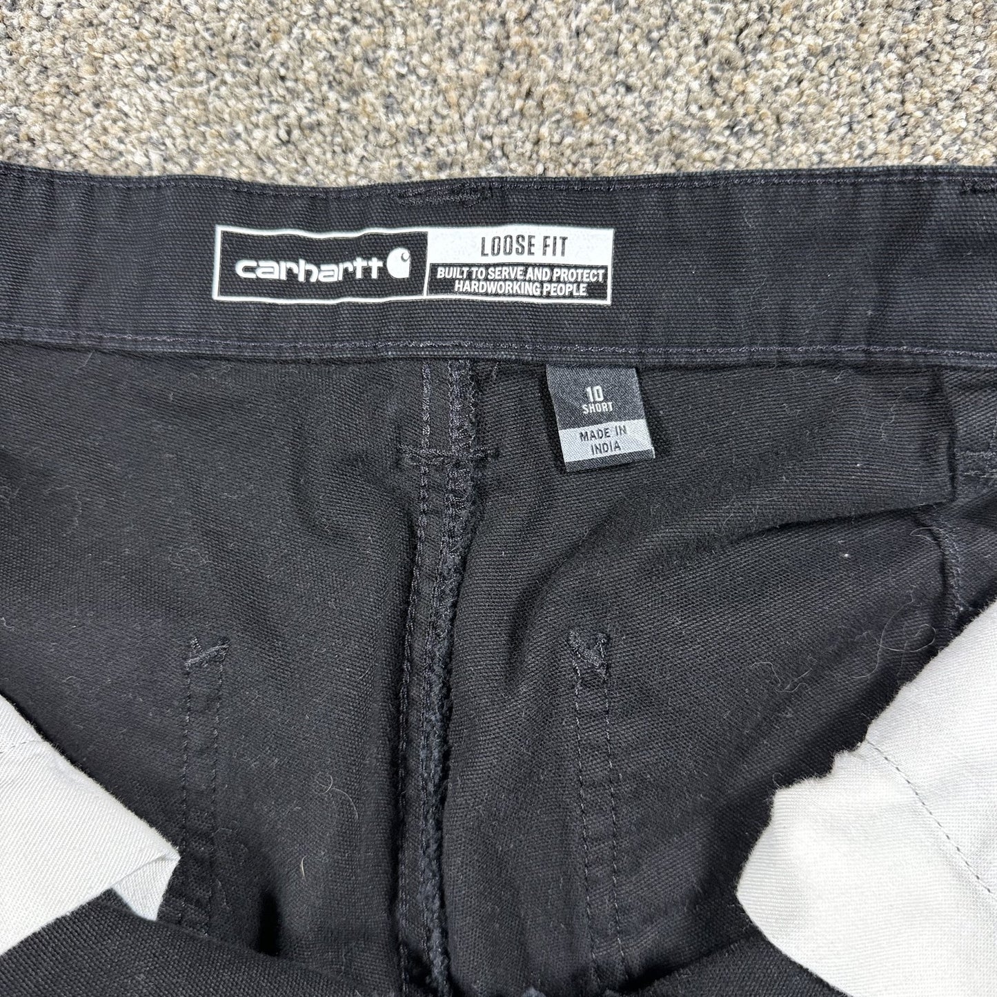 Carhartt Womens 10 Short Loose Fit Black Utility Cargo Work Pants Cotton Blend