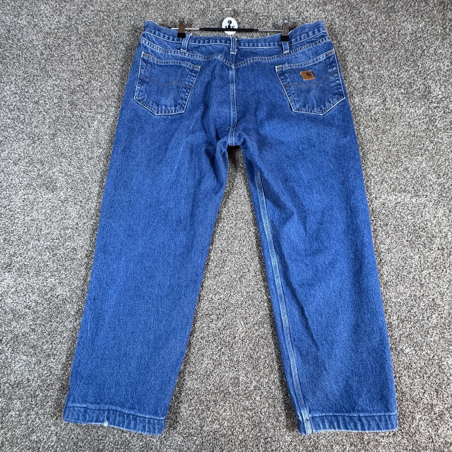 Carhartt Mens B460 Jeans Size 42x28 (hemmed) Relaxed Fit Blue Denim Workwear