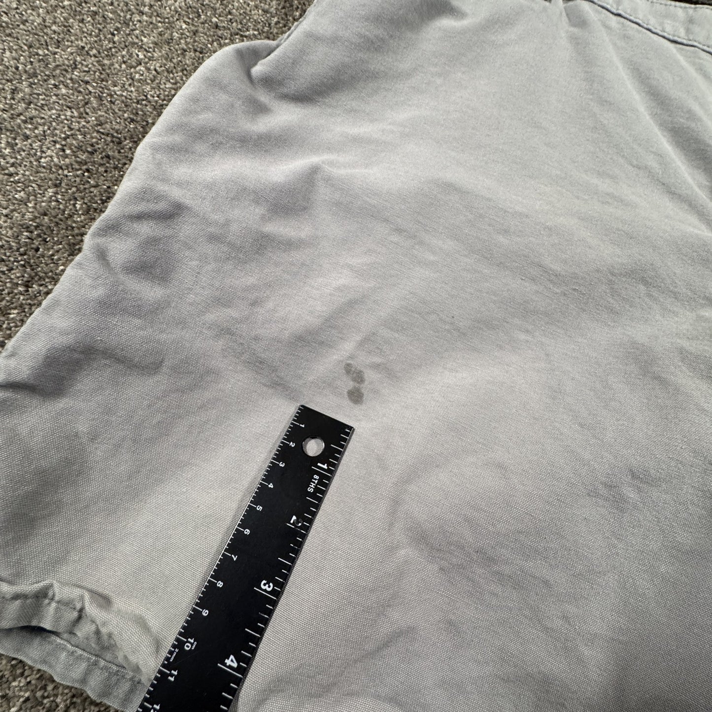 Carhartt Mens Carpenter Work Shorts Size 42 Gray Canvas Cotton Utility Stained