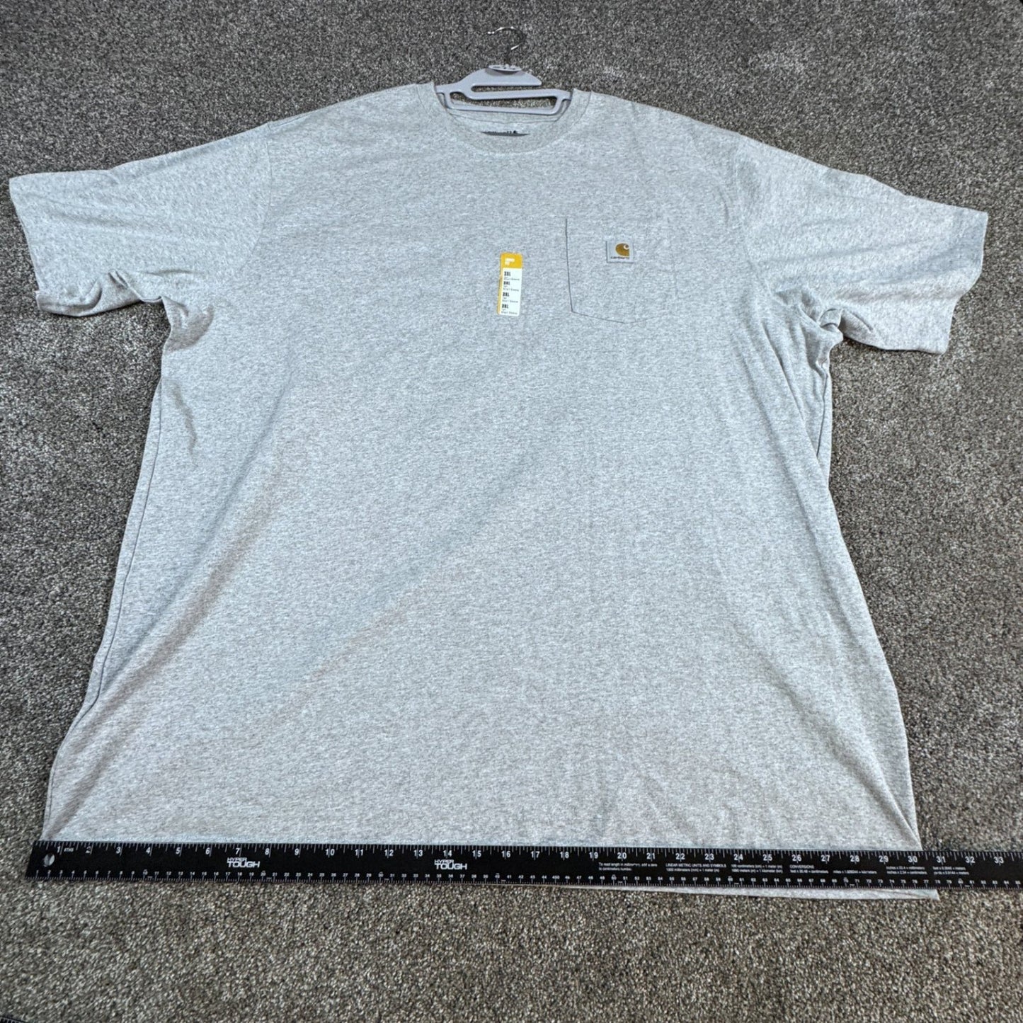 Carhartt Mens K87 Pocket T-Shirt 3XL Tall Heather Gray Loose Fit Work Shirt