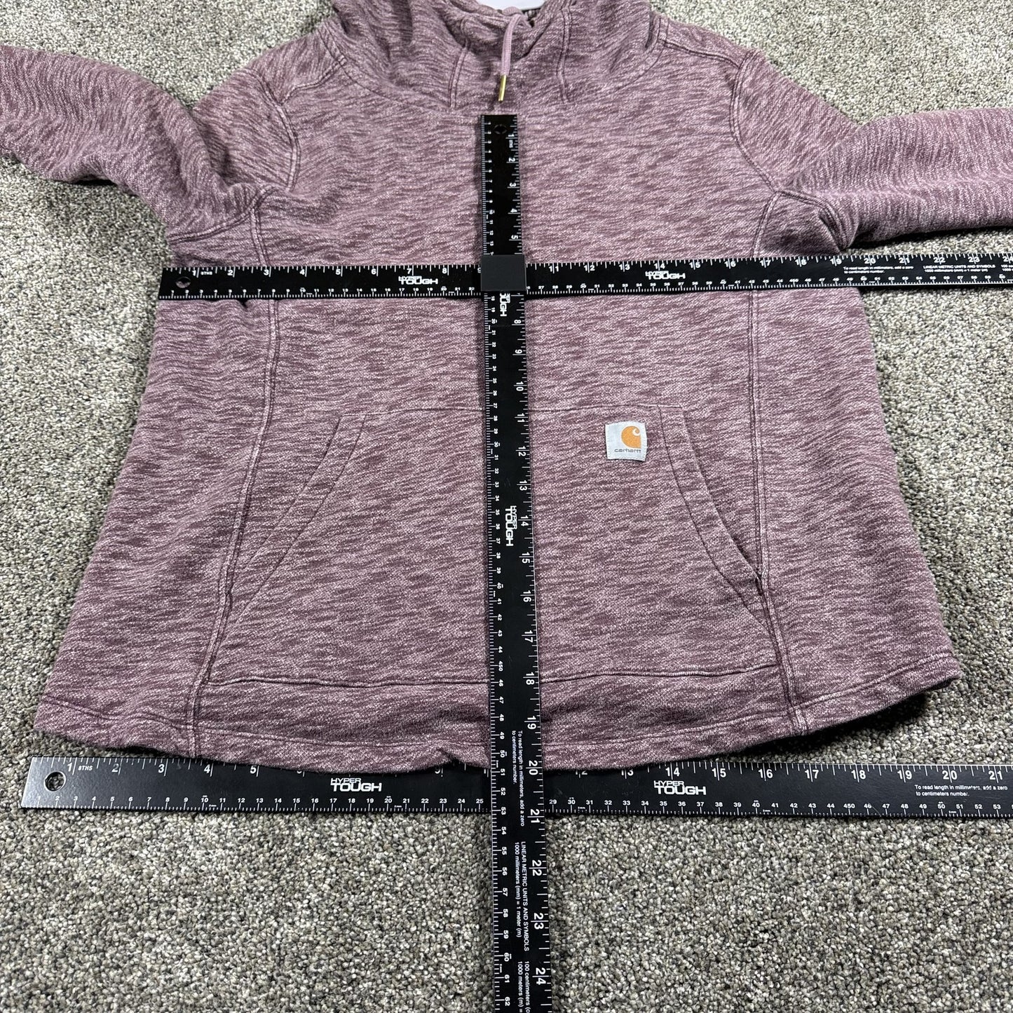 Carhartt Womens Hoodie Pullover L 12/14 Heathered Maroon Cotton Polyester Blend
