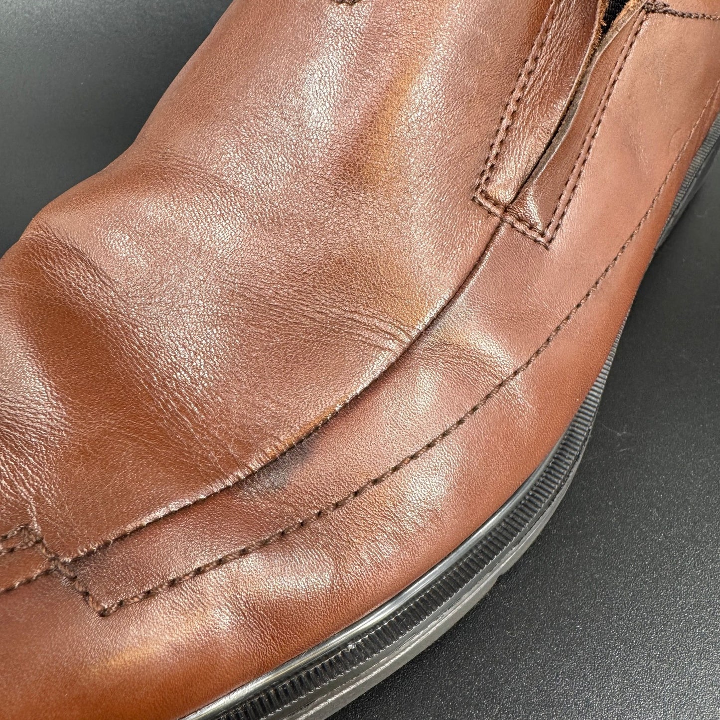 Clarks Mens Unstructured Un Sheridan Square Toe 13W Brown Leather Dress Shoes