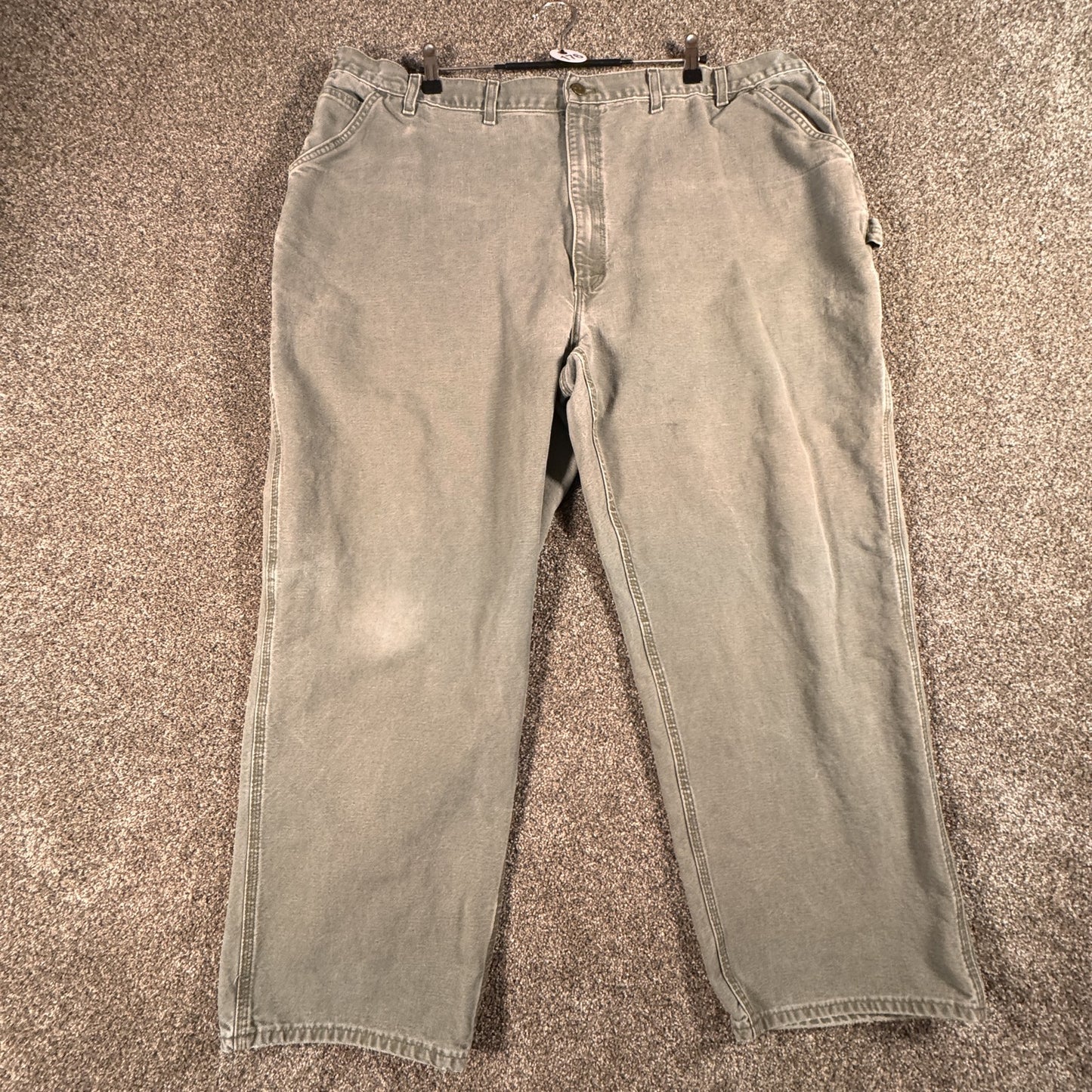 Carhartt Mens Carpenter Work Pants 50x32 Green B11 Moss Dungaree Fit Cotton