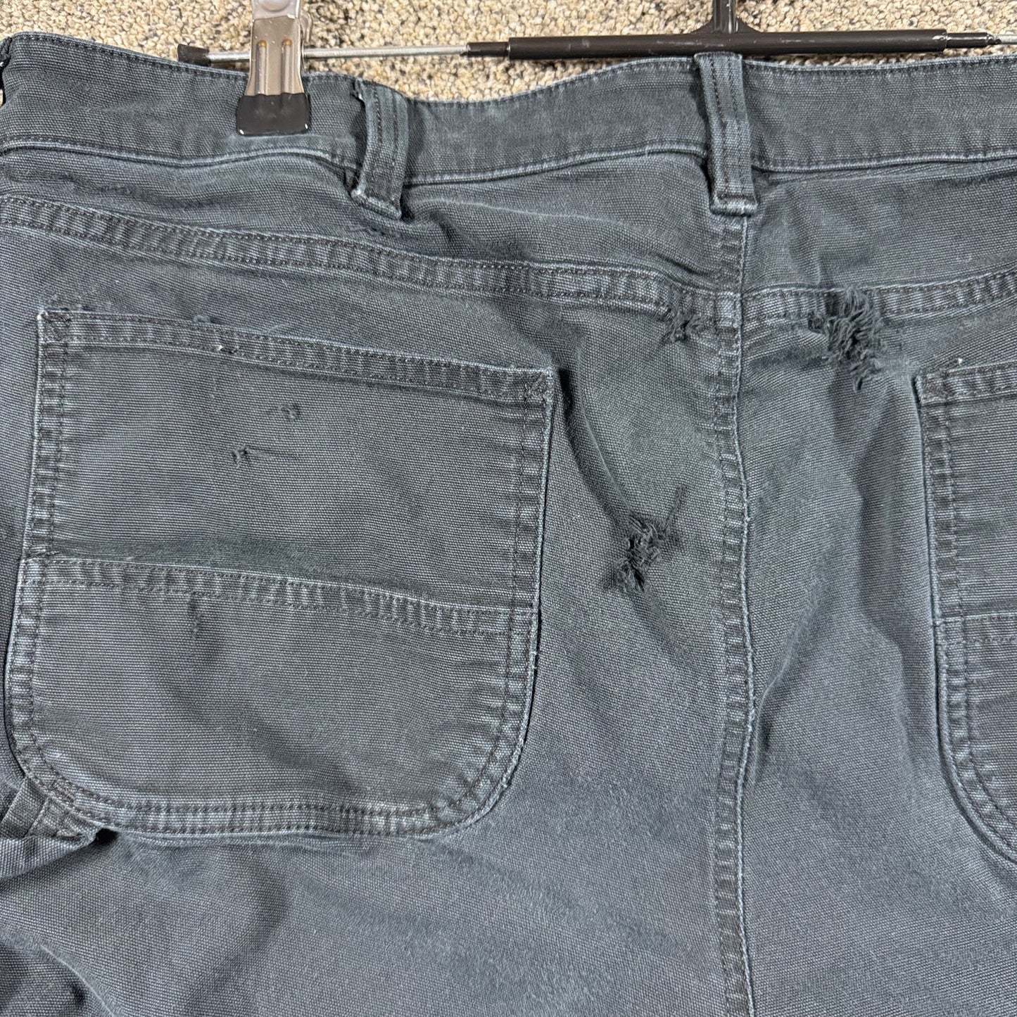Carhartt Womens Work Pants 16 Tall Gray Relaxed Fit Distressed Carpenter