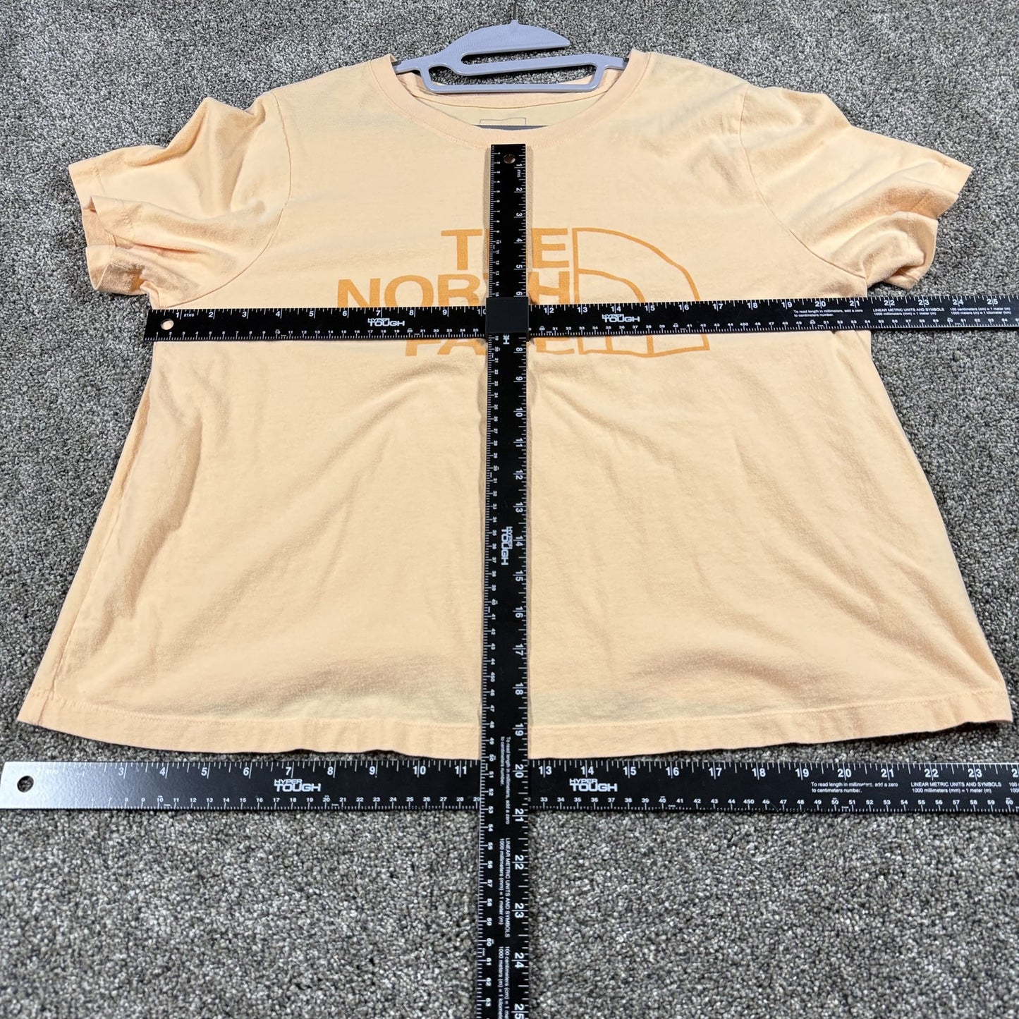 The North Face Womens 1X Peach T Shirt Graphic Logo Short Sleeve Cotton