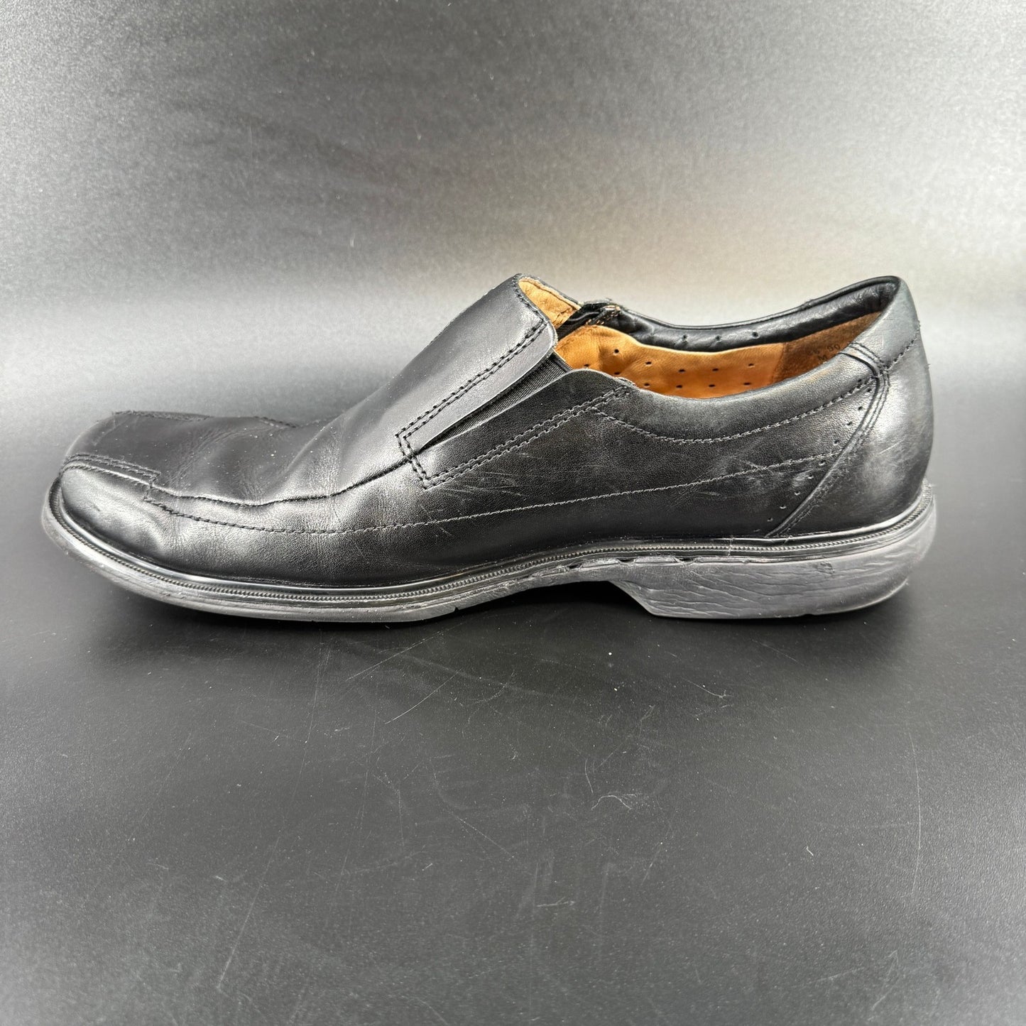 Clarks Mens Structured Un Sheridan Square Toe Size 13W Black Leather Dress Shoes