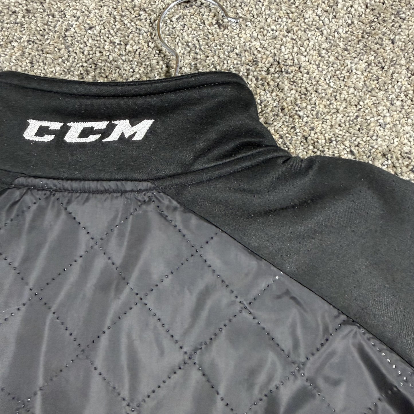 CCM Hockey Mens XL Black Quilted Full Zip Jacket Stand Collar Tactical Degree