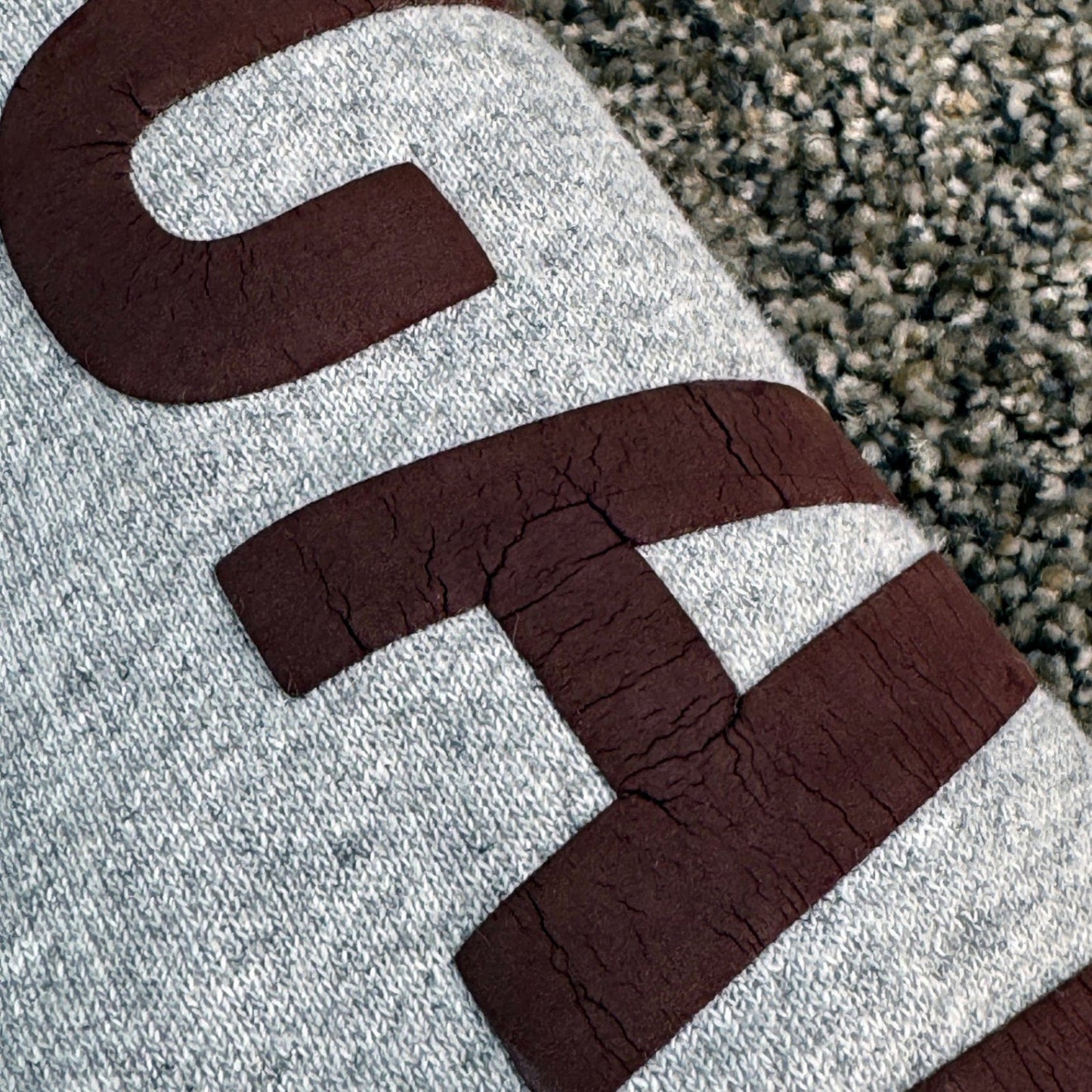 Carhartt Mens Sweatshirt Large Gray Loose Fit Pullover Crewneck Spellout STAINS