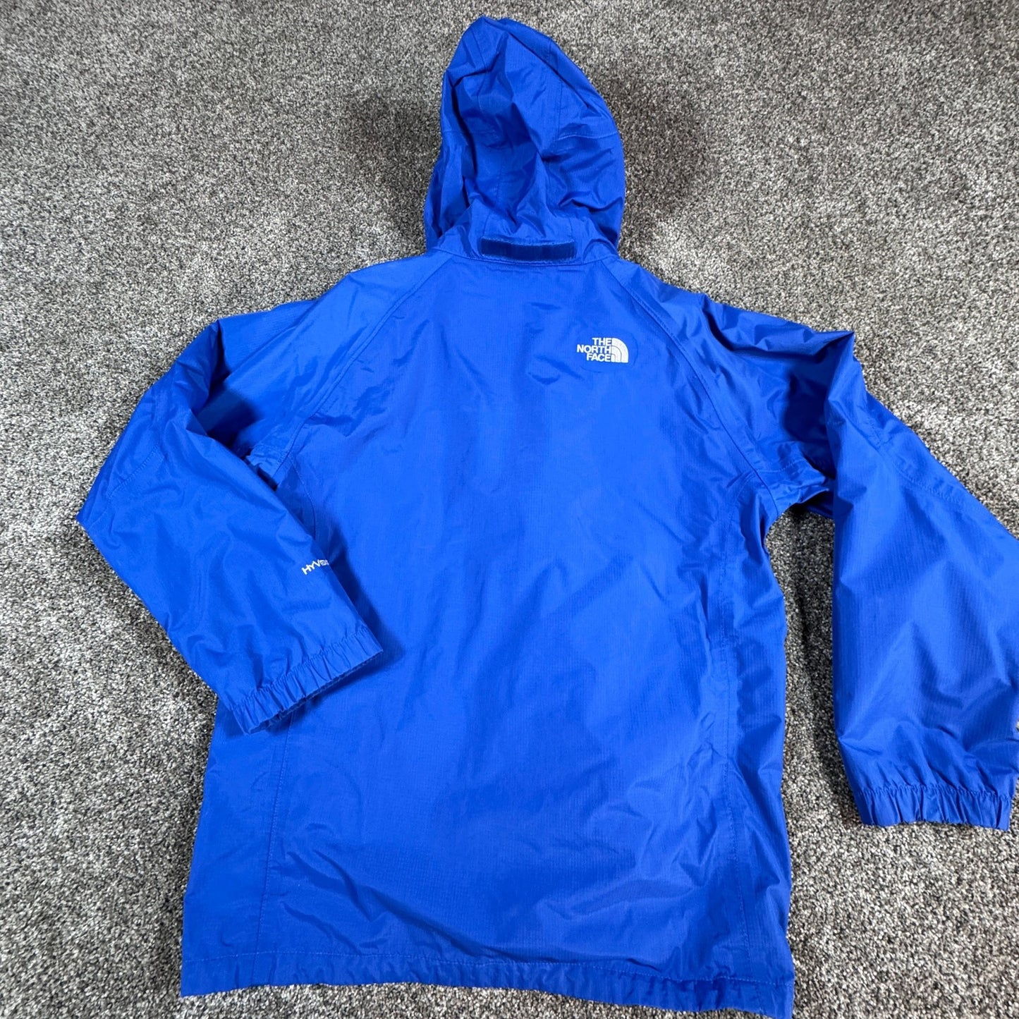 The North Face Boys Hyvent Jacket XL Blue Hooded Windbreaker Waterproof
