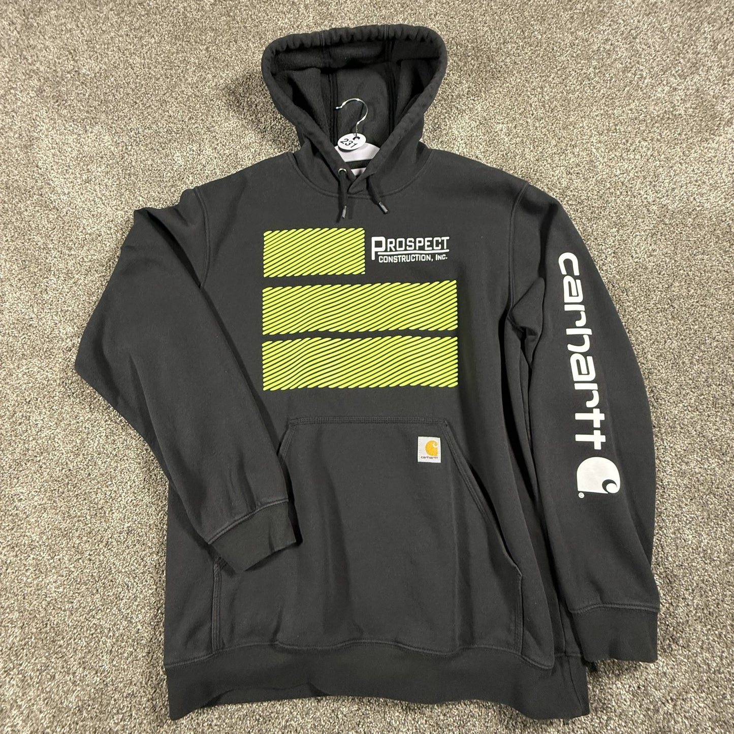 Carhartt Mens Hoodie Large Black Loose Fit Custom Graphic Pullover