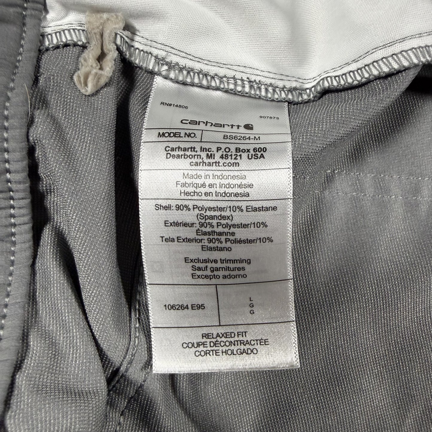 Carhartt Mens Work Shorts Size L Gray Relaxed Fit Stretch Elastic Waist Stained