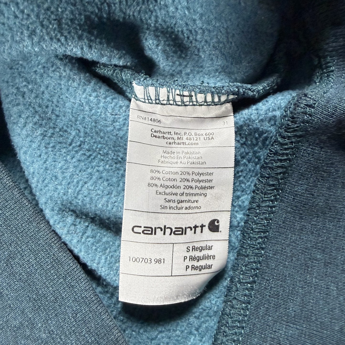 Carhartt Clarksburg Womens Crewneck Sweatshirt S Teal Kangaroo Pocket Cotton