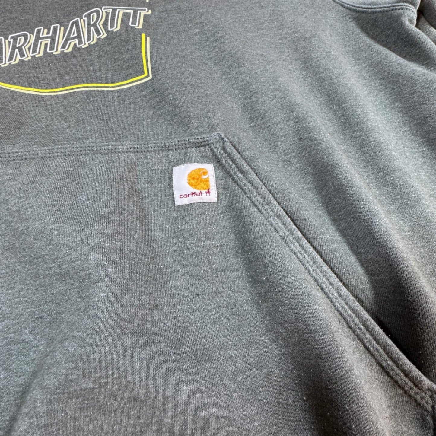 Carhartt Mens Hoodie Sweatshirt 3XL Green Heather Graphic Spellout Pullover