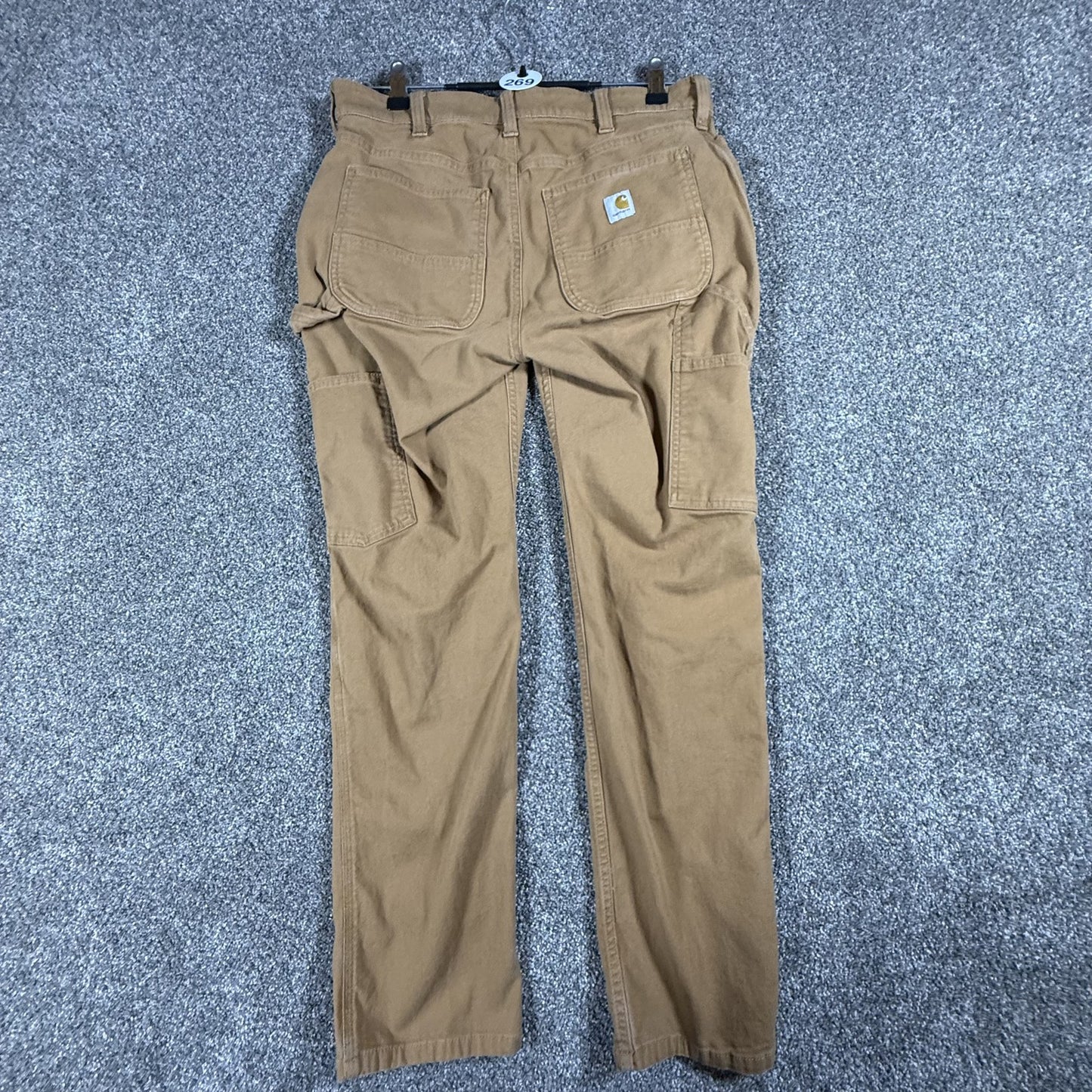 Carhartt Womens Work Pants Size 8 Short Brown Relaxed Fit Carpenter Stained