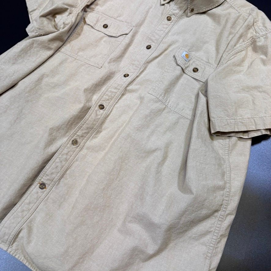 Carhartt Mens Original Fit Work Shirt 3XL Tan Short Sleeve Button Up Cotton