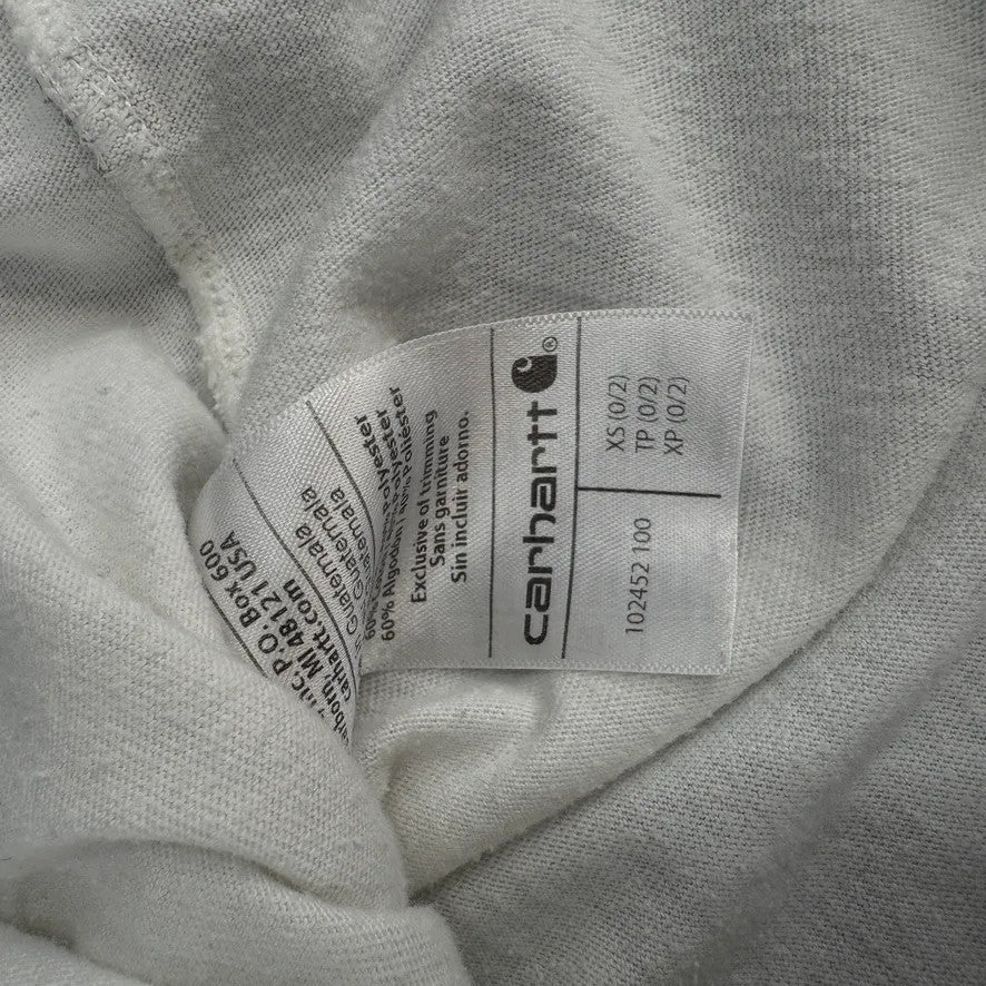 Carhartt Womens T-Shirt V-Neck Short Sleeve Size XS White Cotton Blend