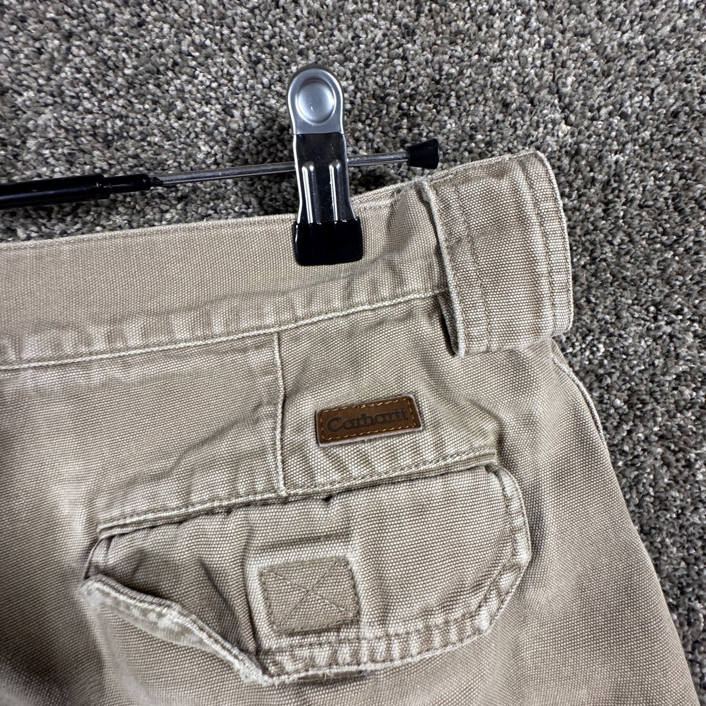 Carhartt Mens Work Cargo Shorts Size 32 Tan Canvas Utility Carpenter