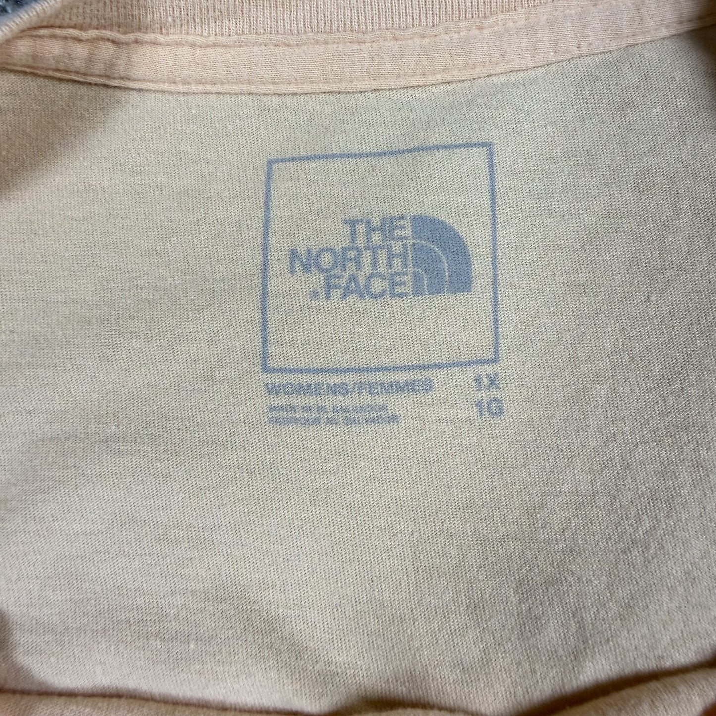 The North Face Womens 1X Peach T Shirt Graphic Logo Short Sleeve Cotton
