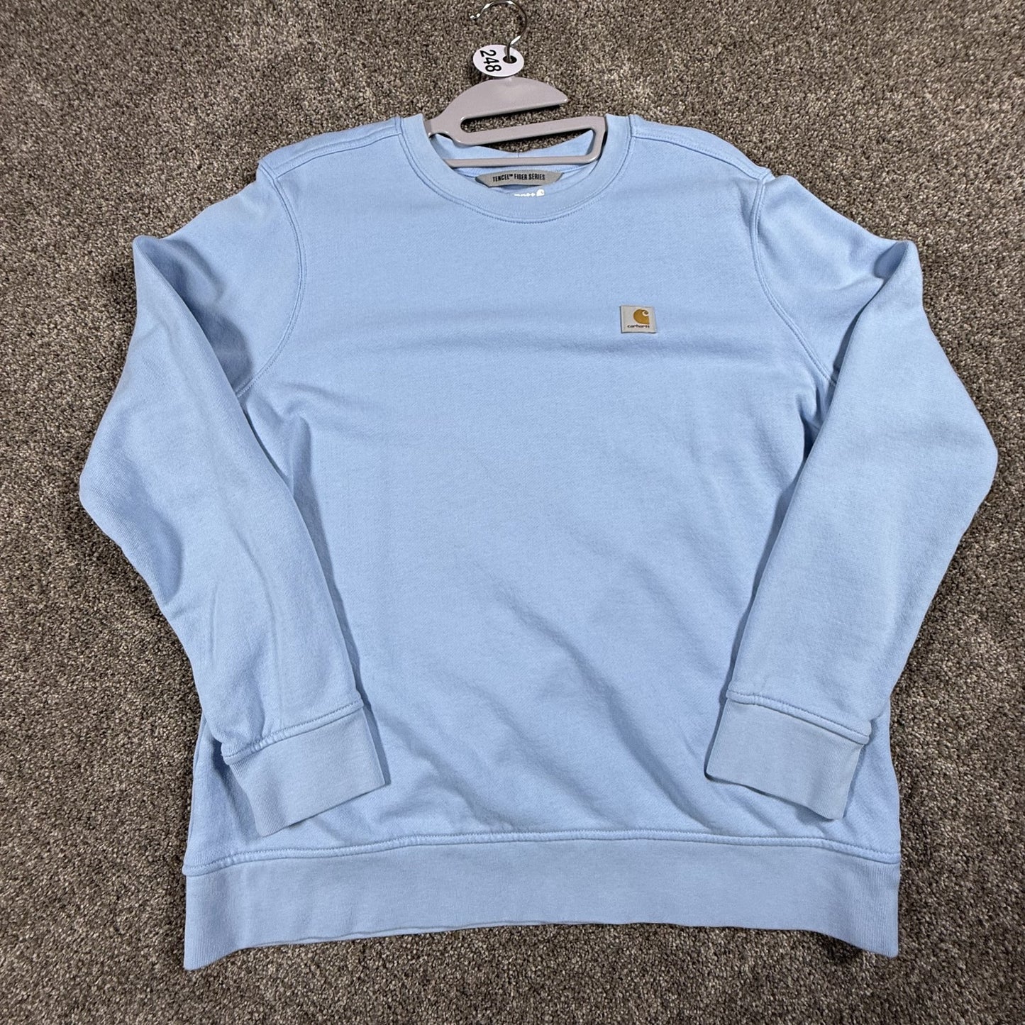 Carhartt Womens Crewneck Sweatshirt L Light Blue Tencel Fiber Relaxed Fit