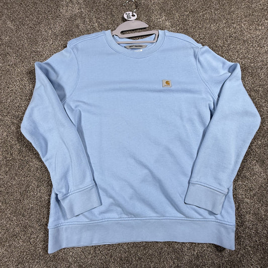 Carhartt Womens Crewneck Sweatshirt L Light Blue Tencel Fiber Relaxed Fit