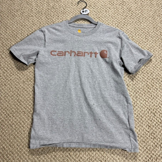 Carhartt Womens T-Shirt Size XS Gray Short Sleeve Logo Original Fit w/Stains