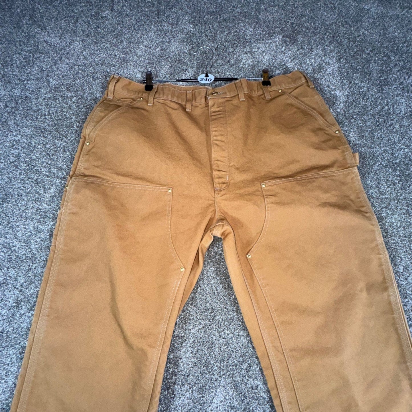 Carhartt Mens B01 Double Knee Work Pants Dungaree Fit 44x34 Brown Cotton Duck