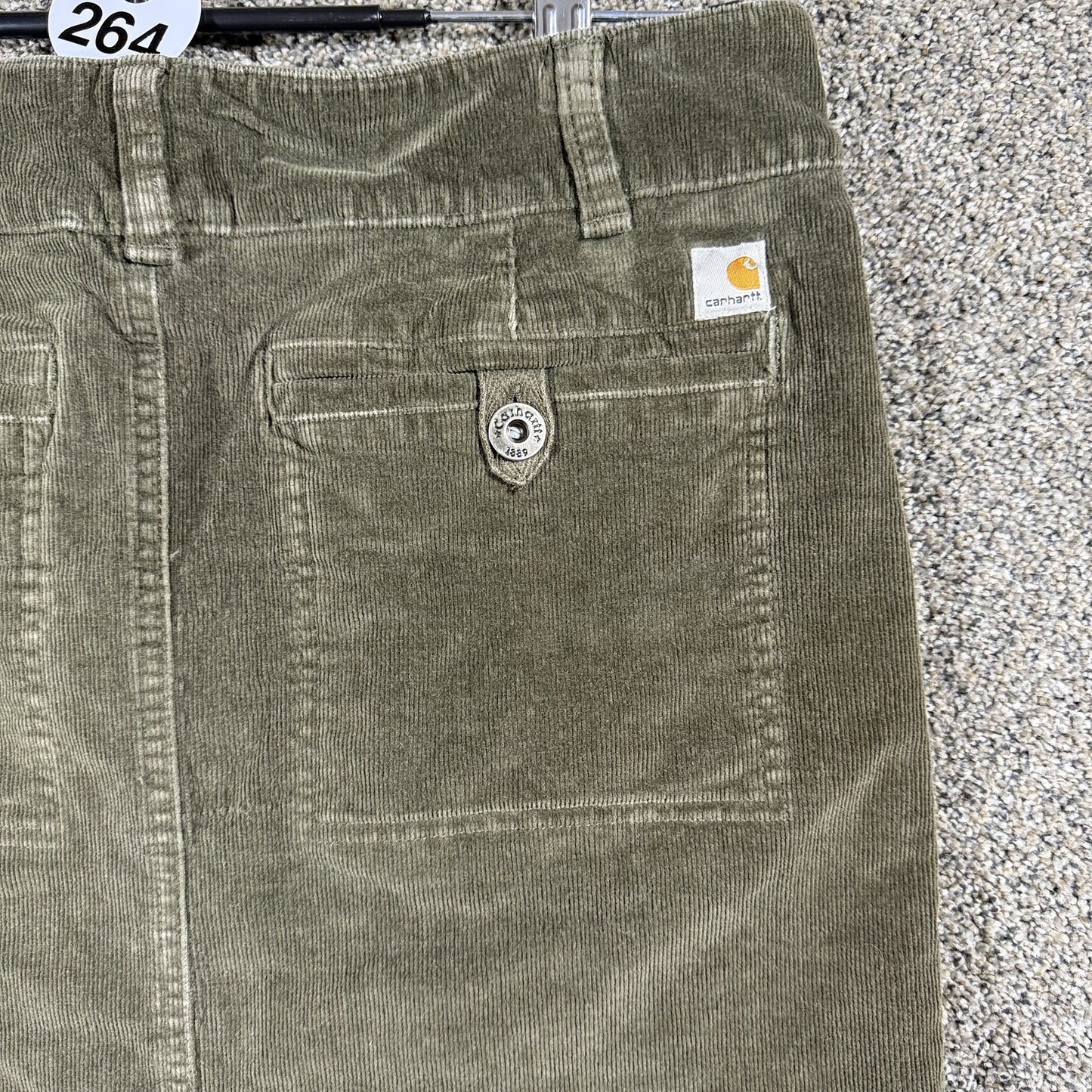 Carhartt Womens Corduroy Skirt Size 6 Olive Green Cotton