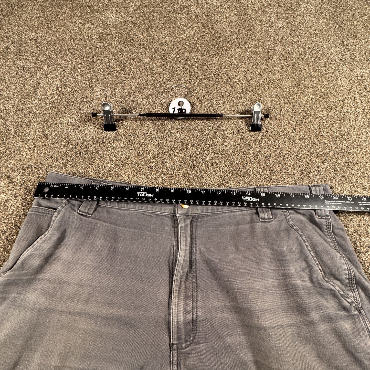Carhartt Mens Carpenter Work Shorts Size 40 Relaxed Fit Gray Faded Cotton