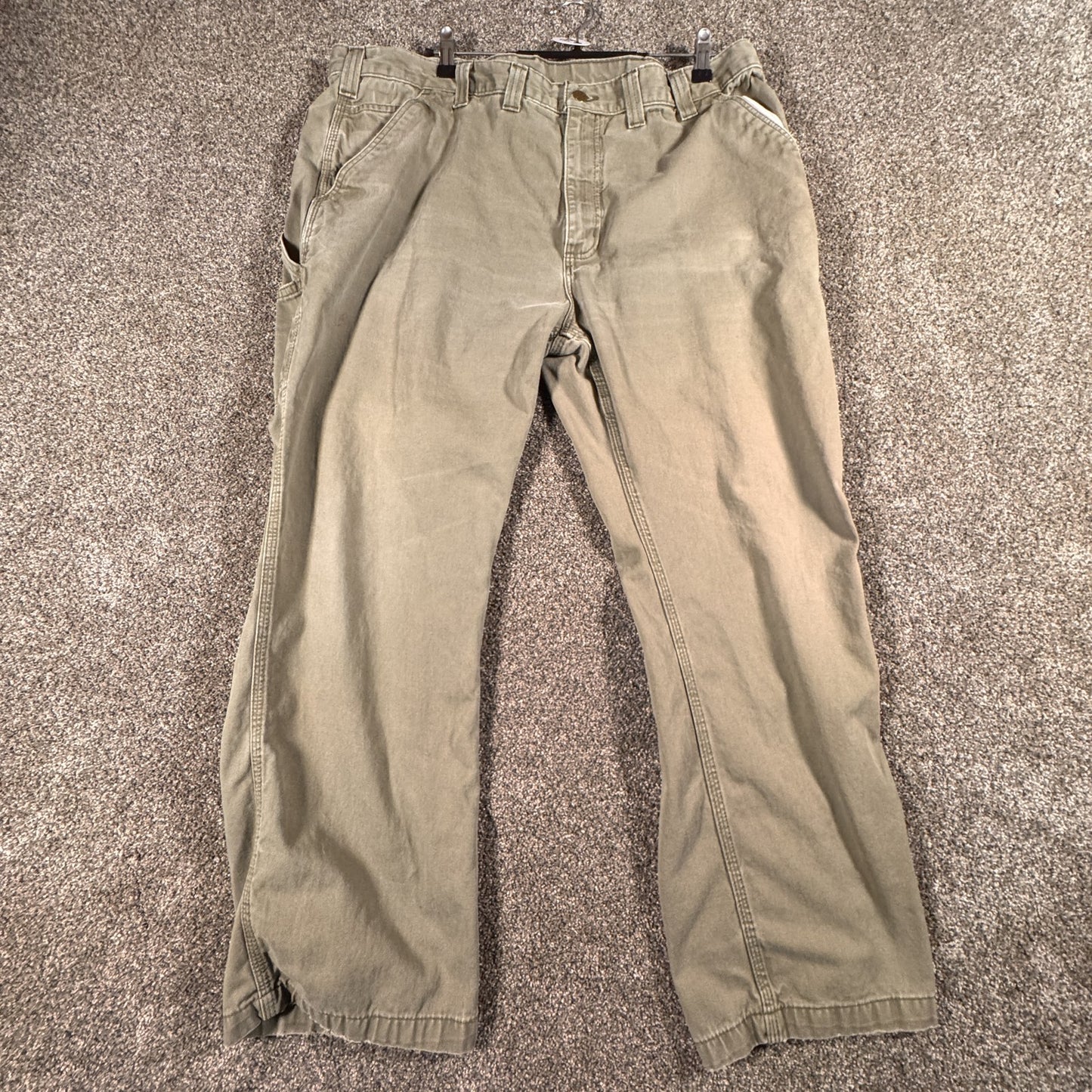 Carhartt Mens B324 ARG Relaxed Fit Work Pants Size 44x30 Green Carpenter Cotton