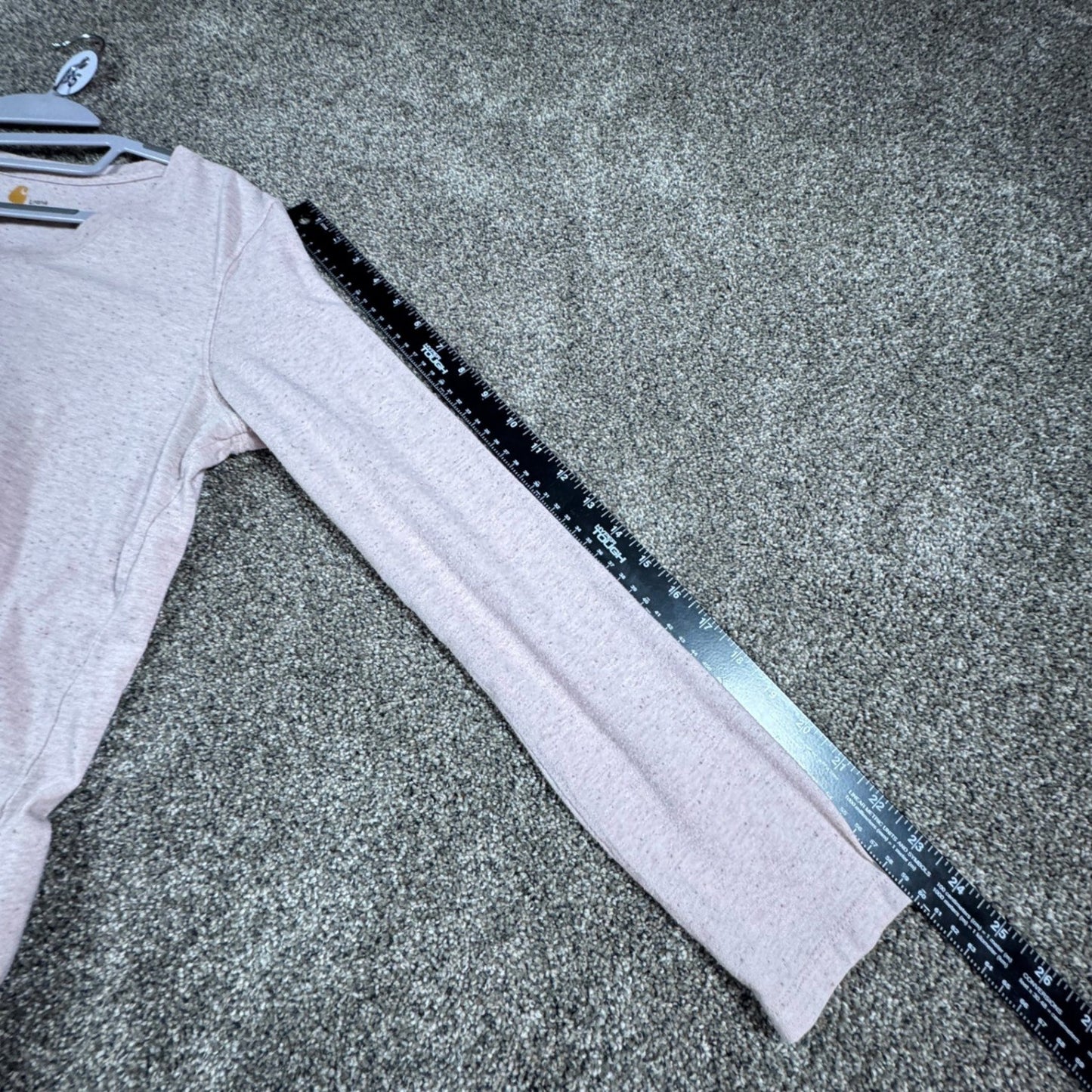 Carhartt Womens Long Sleeve T-Shirt Size L 12-14 Pink Heather V-Neck Relaxed Fit