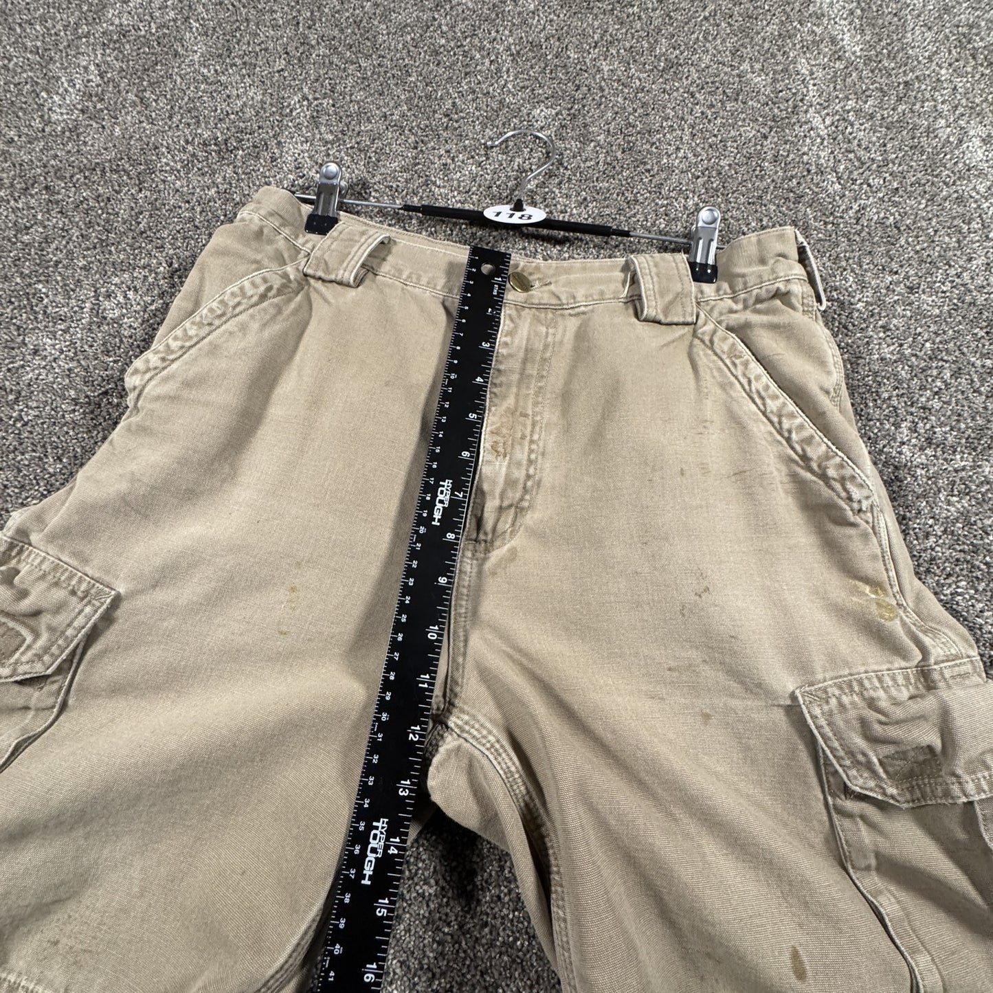Carhartt Mens Work Cargo Shorts Size 32 Tan Canvas Utility Carpenter
