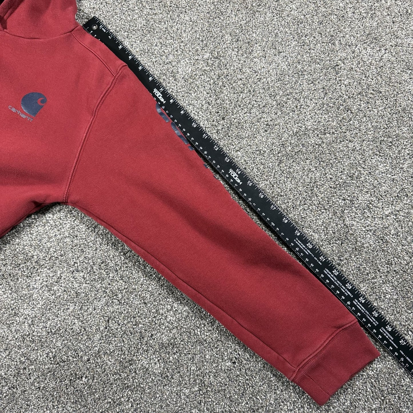 Carhartt Boys Hoodie XL Red Pullover Sweatshirt Fleece Lined Graphic Logo