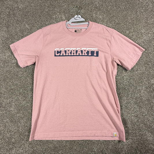 Carhartt Mens T-Shirt Relaxed Fit Logo Short Sleeve Graphic Tee Size L Pink