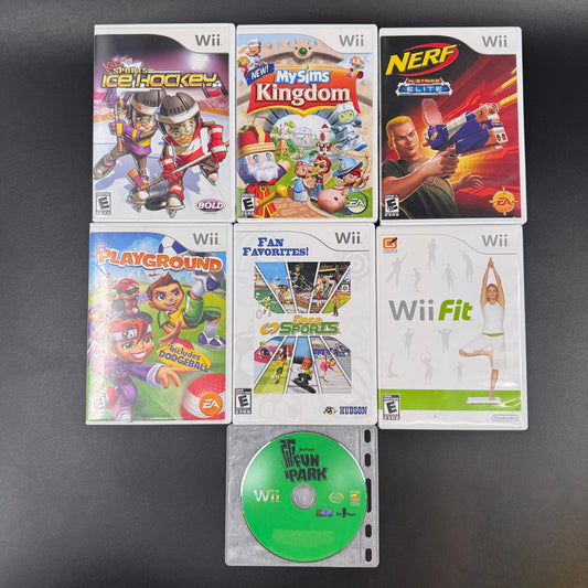 Nintendo Wii Video Game Lot Bundle 7 Games Collection Wii Fit MySims Nerf Hockey